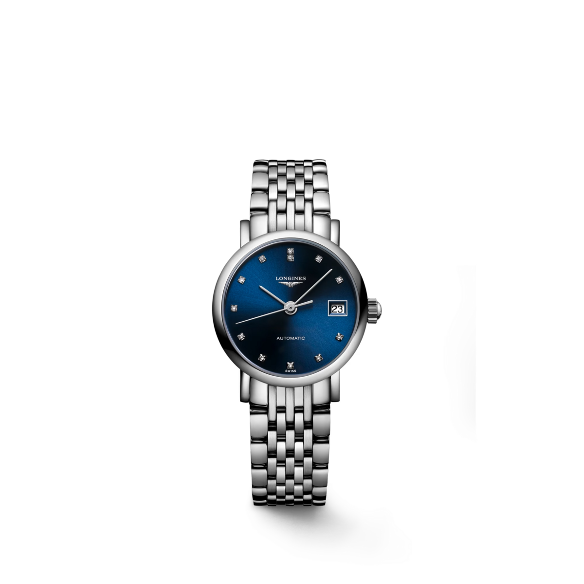 Longines Elegant Collection Blue Diamond Set Dial Stainless Steel Womens Watch L43094976