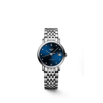 Longines Elegant Collection Blue Diamond Set Dial Stainless Steel Womens Watch L43094976
