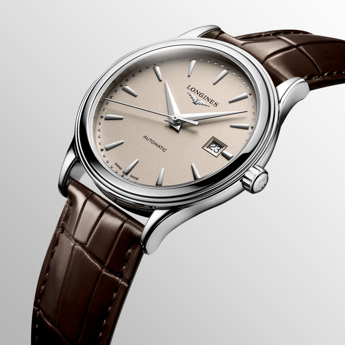 Longines Flagship Beige Dial Stainless Steel Mens Watch L49844792