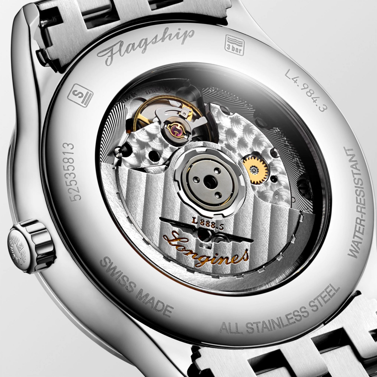 Longines Flagship Black Dial Stainless Steel Mens Watch L49844596