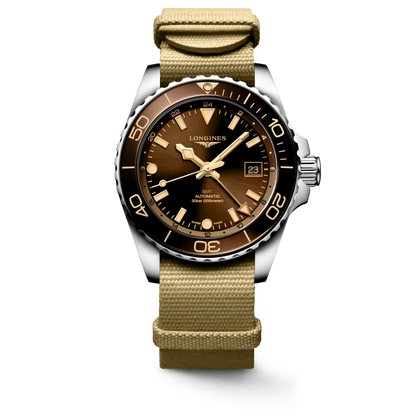 Longines HydroConquest GMT Brown Dial Stainless Steel Mens Watch L37904662