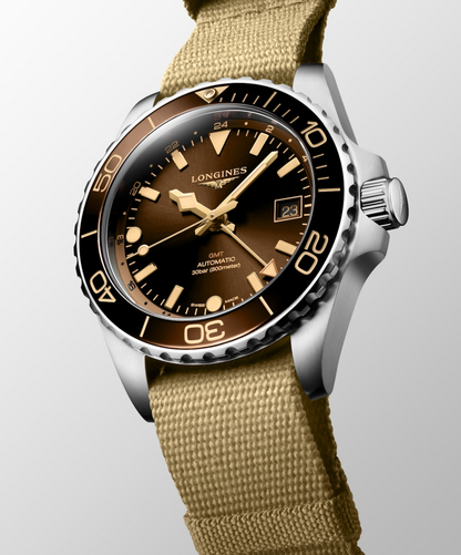 Longines HydroConquest GMT Brown Dial Stainless Steel Mens Watch L37904662
