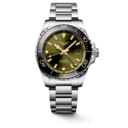 Longines HydroConquest GMT Green Dial Stainless Steel Mens Watch L37904066