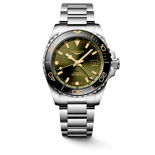 Longines HydroConquest GMT Green Dial Stainless Steel Mens Watch L37904066