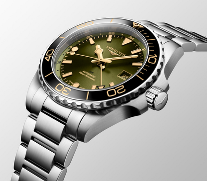 Longines HydroConquest GMT Green Dial Stainless Steel Mens Watch L37904066