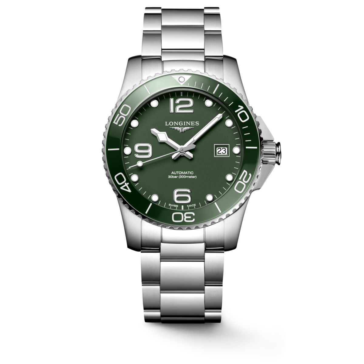 Longines HydroConquest Green Dial Stainless Steel Mens Watch L37814066