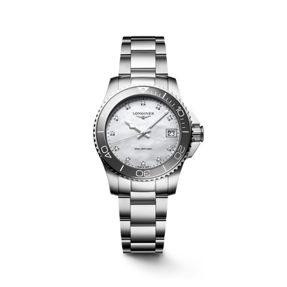 Longines HydroConquest Mother of Pearl Diamond Set Dial Stainless Steel Womens Watch L33704876