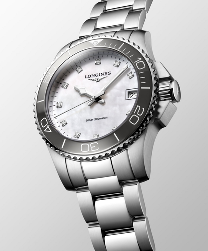 Longines HydroConquest Mother of Pearl Diamond Set Dial Stainless Steel Womens Watch L33704876