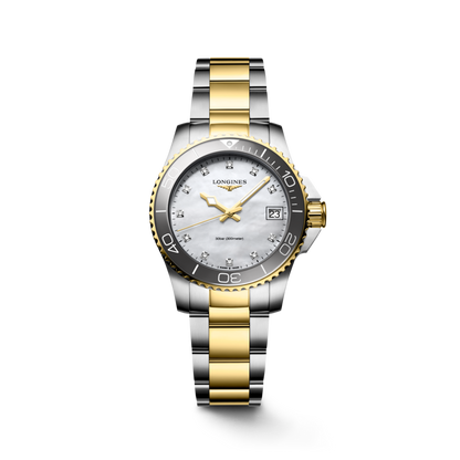Longines HydroConquest Mother of Pearl Diamond Set Dial Two Tone Womens Watch L33703876