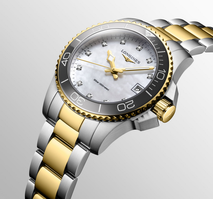 Longines HydroConquest Mother of Pearl Diamond Set Dial Two Tone Womens Watch L33703876