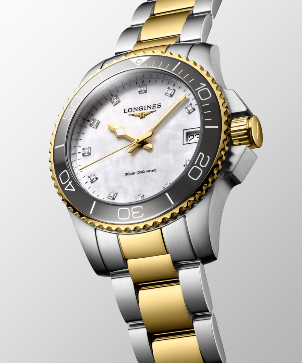 Longines HydroConquest Mother of Pearl Diamond Set Dial Two Tone Womens Watch L33703876
