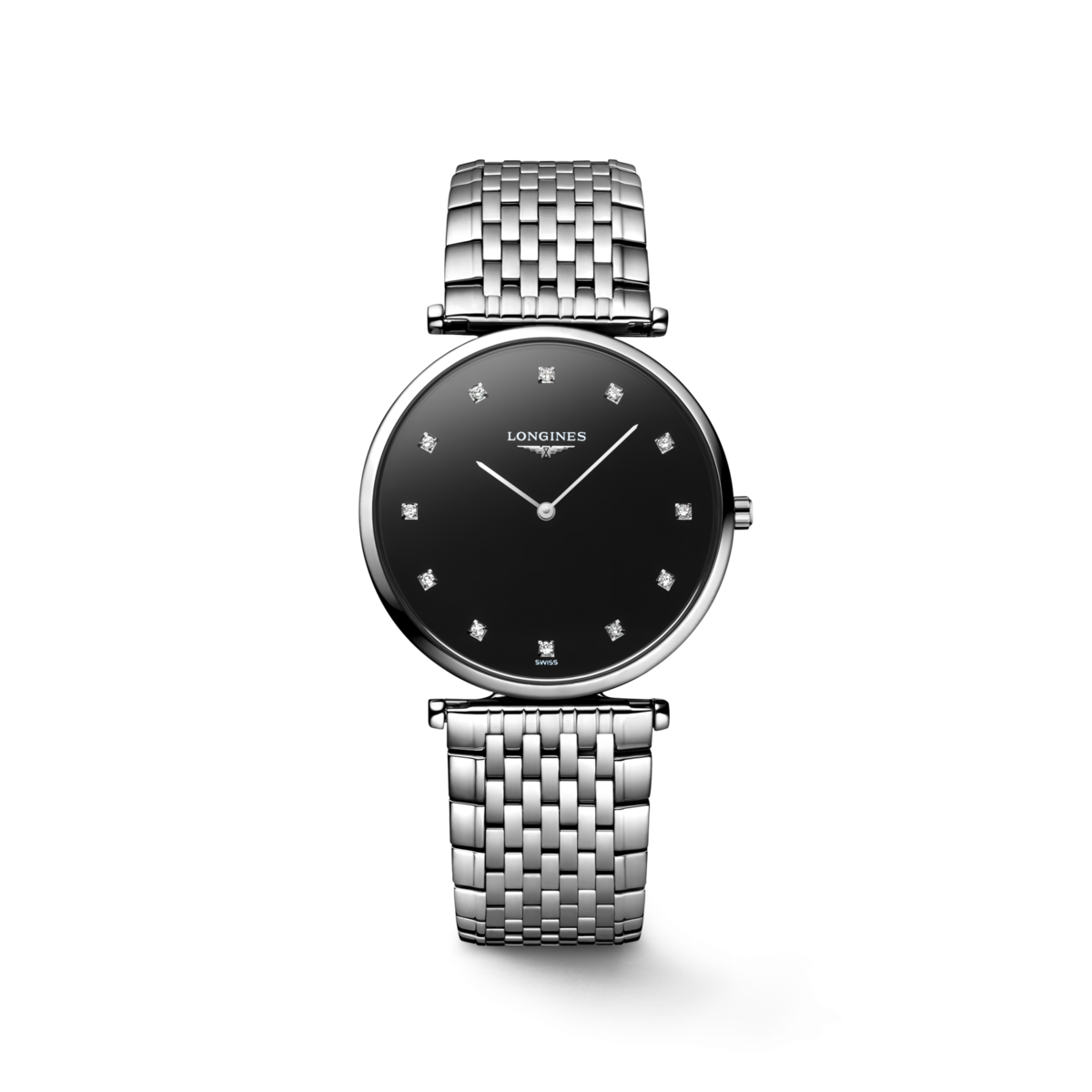 Longines La Grande Classique de Longines Black Dial Diamond Set Stainless Steel Womens Quartz Watch L47094556
