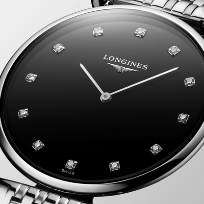 Longines La Grande Classique de Longines Black Dial Diamond Set Stainless Steel Womens Quartz Watch L47094556