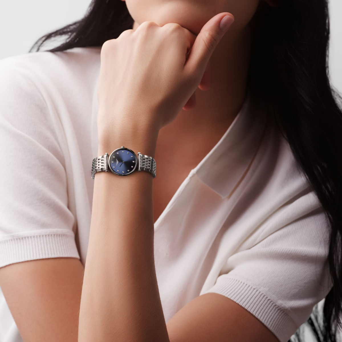 Longines La Grande Classique de Longines Blue Diamond Set Dial Stainless Steel Womens Quartz Watch L42094976