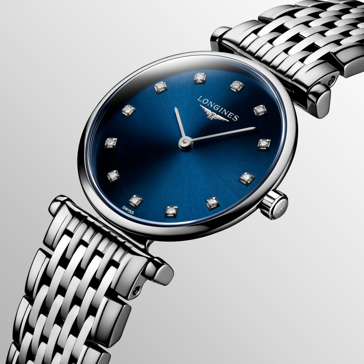 Longines La Grande Classique de Longines Blue Diamond Set Dial Stainless Steel Womens Quartz Watch L42094976