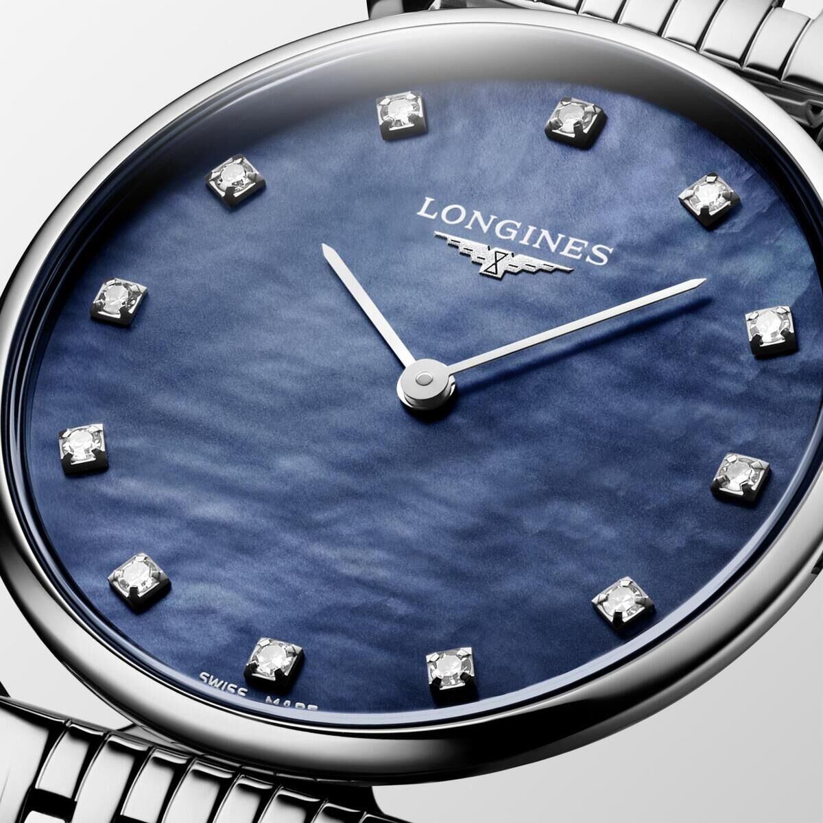 Longines La Grande Classique de Longines Blue Mother of Pearl Dial Diamond Set Stainless Steel Womens Quartz Watch L45124816