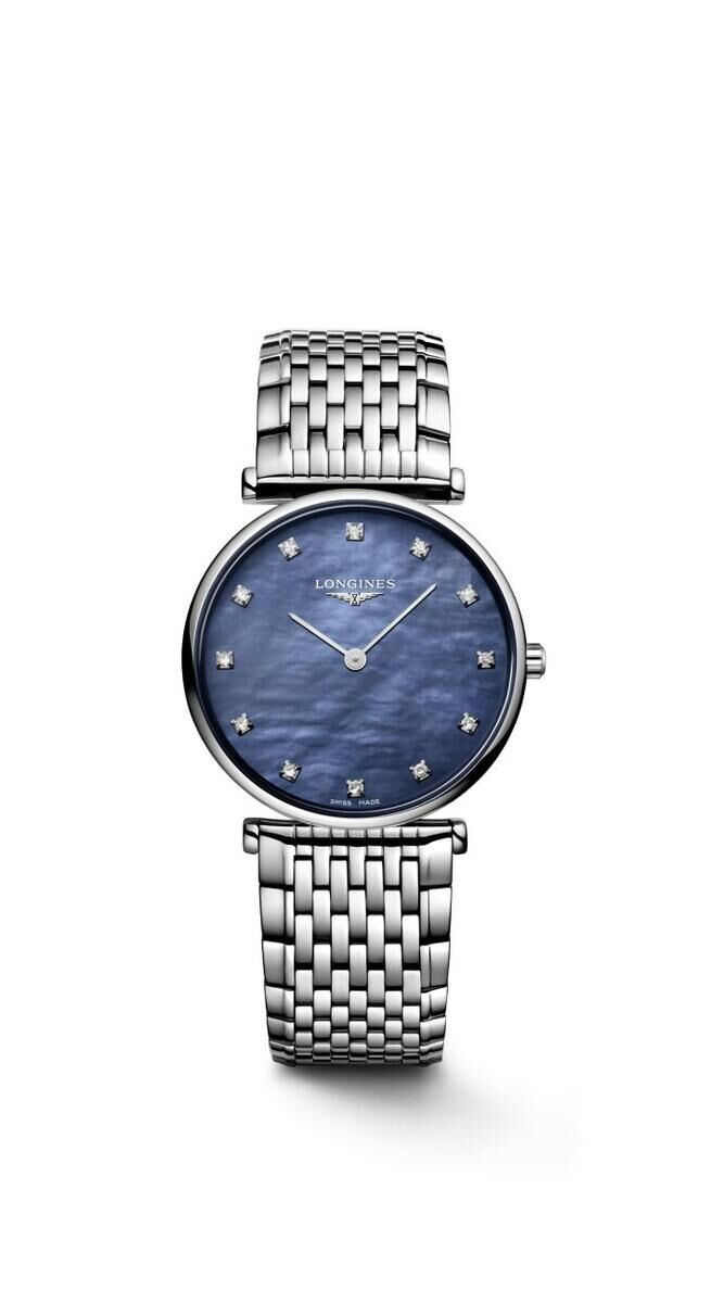 Longines La Grande Classique de Longines Blue Mother of Pearl Dial Diamond Set Stainless Steel Womens Quartz Watch L45124816