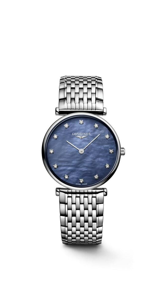 Longines La Grande Classique de Longines Blue Mother of Pearl Dial Diamond Set Stainless Steel Womens Quartz Watch L45124816