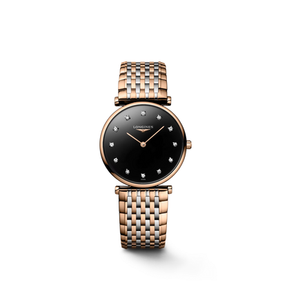 Longines La Grande Classique de Longines Diamond Set Black Dial Rose Two Tone Womens Quartz Watch L45121577