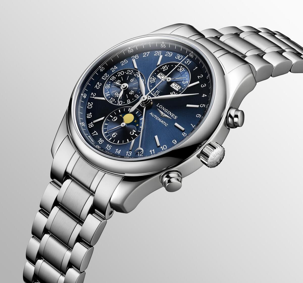 Longines Master Collection Blue Dial Moonphase Stainless Steel Mens Chronograph Watch L27734926