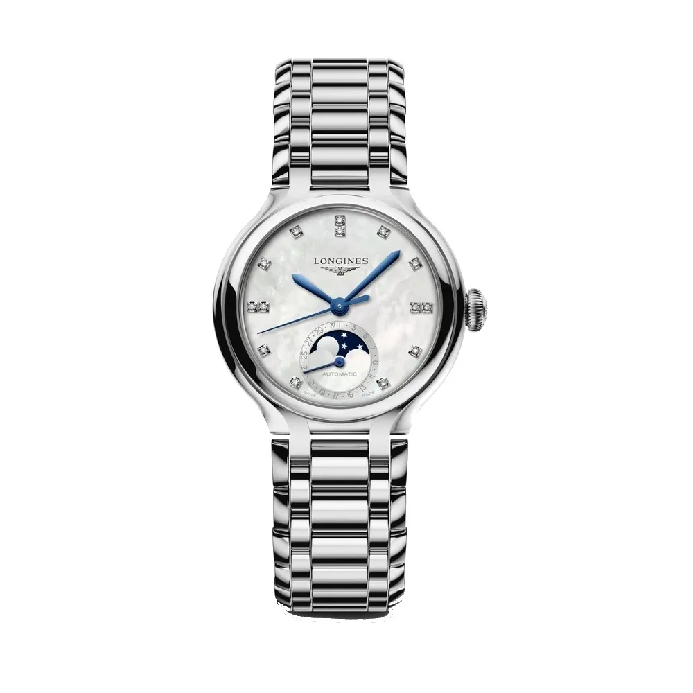 Longines PrimaLuna Mother of Pearl Diamond Set Dial Stainless Steel Womens Watch L81264876