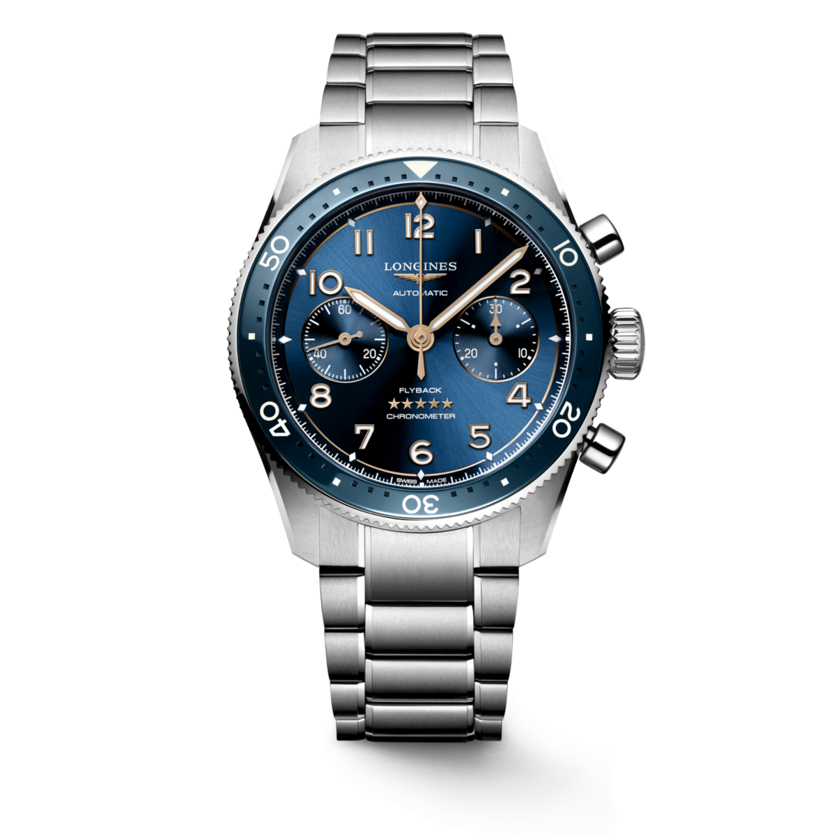 Longines Spirit Flyback Blue Dial Stainless Steel Mens Chronograph Watch L38214936