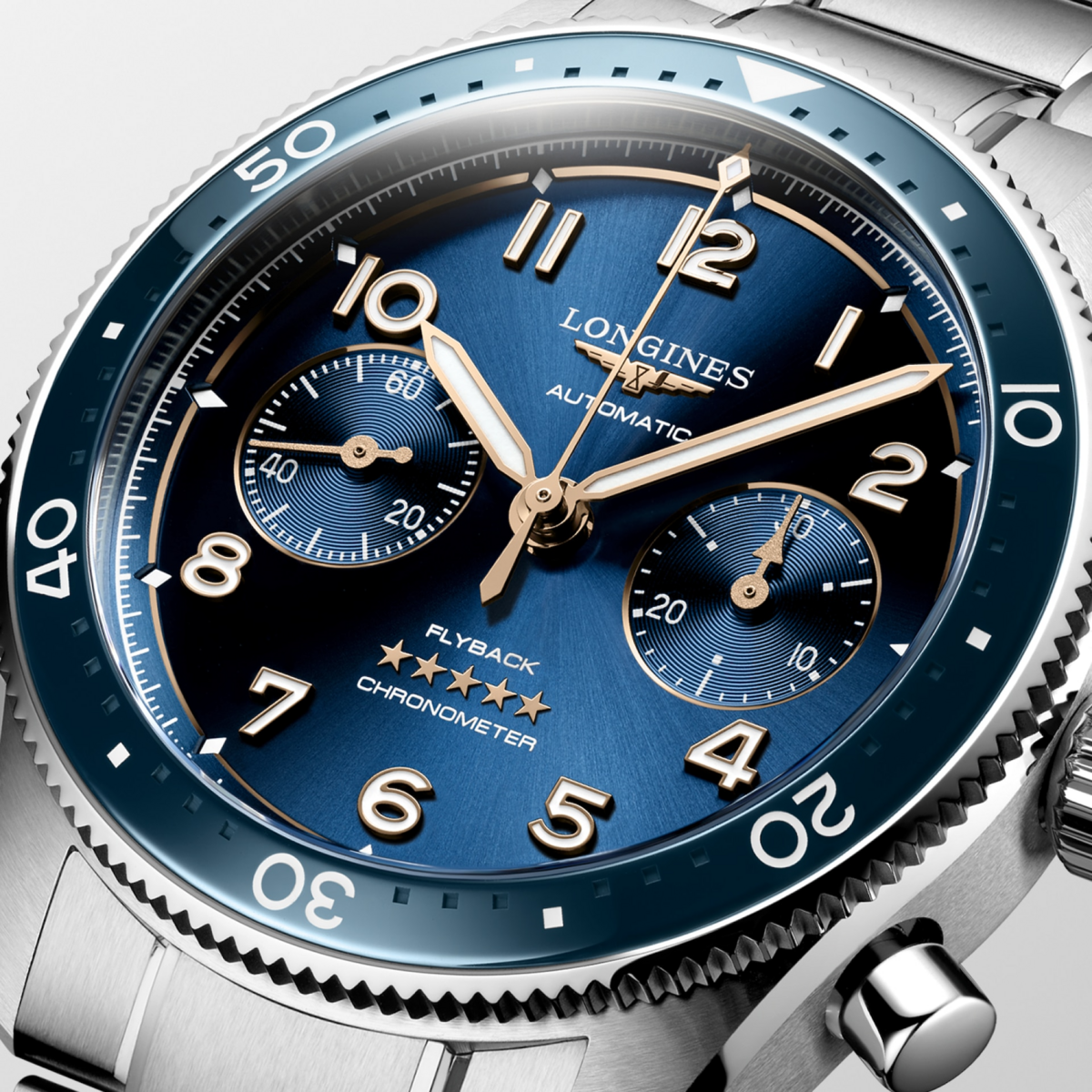 Longines Spirit Flyback Blue Dial Stainless Steel Mens Chronograph Watch L38214936