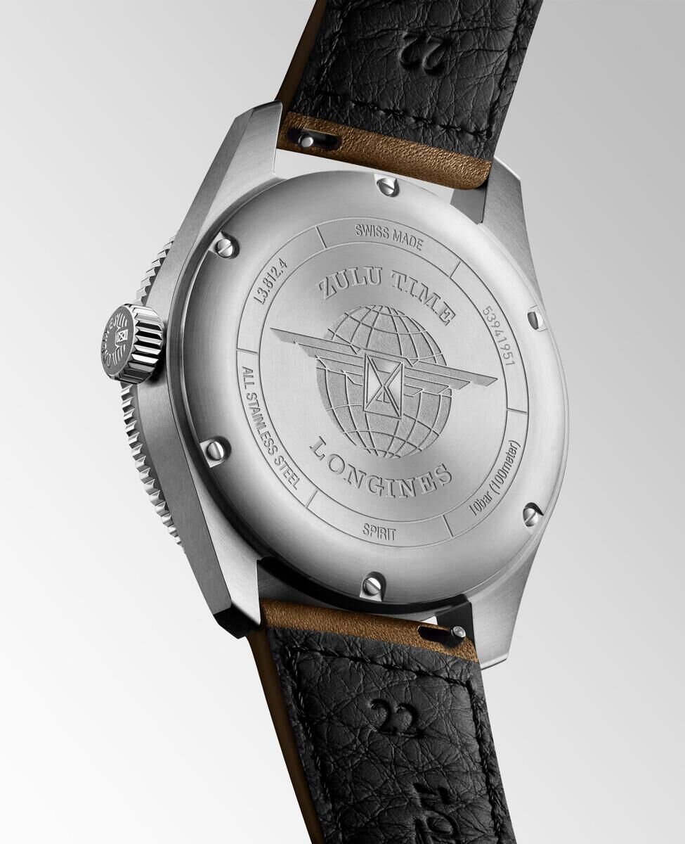 Longines Spirit Zulu Time Anthracite Dial/Green Bezel Stainless