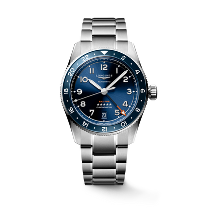 Longines Spirit Zulu Time Blue Dial Stainless Steel Mens GMT Watch 39mm L38024936