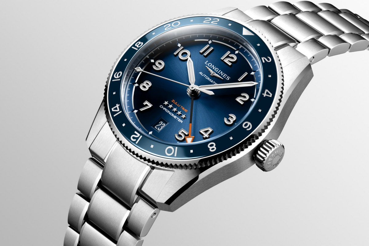 Longines Spirit Zulu Time Blue Dial Stainless Steel Mens GMT Watch 39mm L38024936