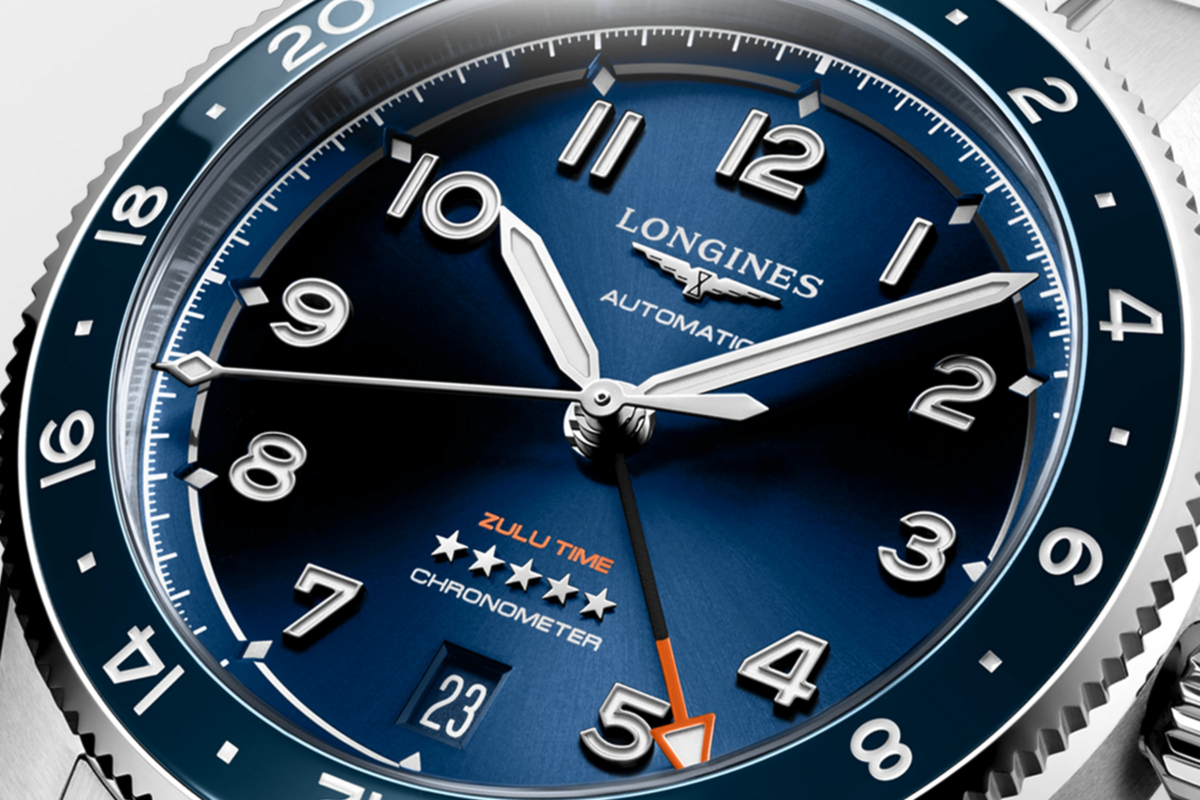 Longines Spirit Zulu Time Blue Dial Stainless Steel Mens GMT Watch 39mm L38024936