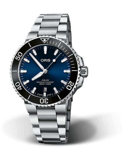 Oris Aquis Date Blue Dial Stainless Steel Mens 41.5mm Watch