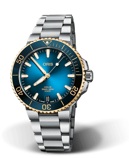 Oris Aquis Date Calibre 400 Blue Dial Bi-Colour Mens 41.5mm Watch