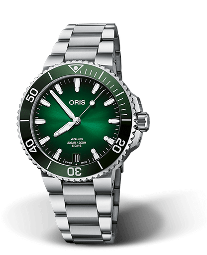 Oris Aquis Date Calibre 400 Green Dial Stainless Steel Mens 41.5mm Watch
