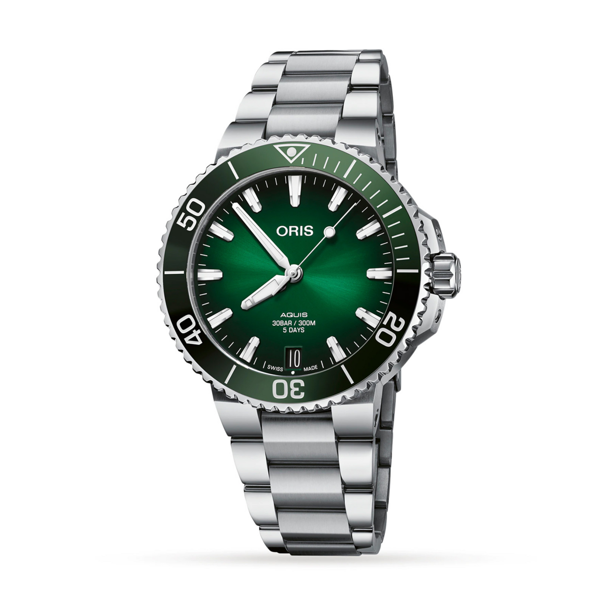 Oris Aquis Date Calibre 400 Green Dial Stainless Steel Mens 43.5mm Watch