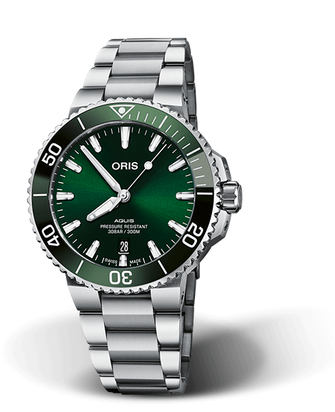 Oris Aquis Date Green Dial Stainless Steel Mens 41.5mm Watch