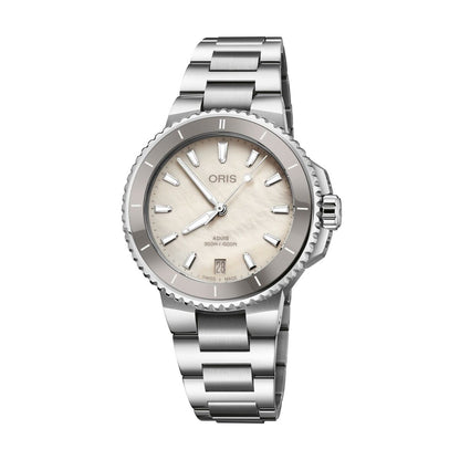 Oris Aquis Date Mother of Pearl Dial Stainless Steel Womens 36.5mm Watch
