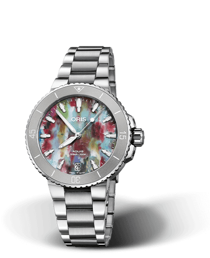 Oris Aquis Date Multi-Coloured Dial Stainless Steel Womens 36.5mm Watch