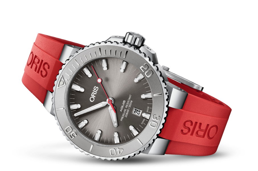 Oris Aquis Date Relief Grey Dial Stainless Steel & Rubber Mens 43.5mm Watch