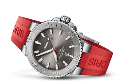 Oris Aquis Date Relief Grey Dial Stainless Steel & Rubber Mens 43.5mm Watch