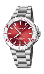 Oris Aquis Date Taste of Summer Red Dial Stainless Steel Mens 41.5mm Watch
