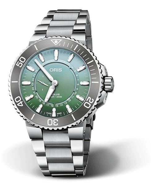 Oris Aquis Small Second Dat Watt Limited Edition II Green Dial Stainless Steel Mens Watch