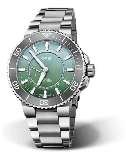 Oris Aquis Small Second Dat Watt Limited Edition II Green Dial Stainless Steel Mens Watch