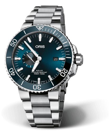 Oris Aquis Small Second Date Blue Dial Stainless Steel Mens  Watch