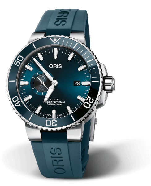 Oris Aquis Small Second Date Blue Dial Stainless Steel & Rubber Mens  Watch