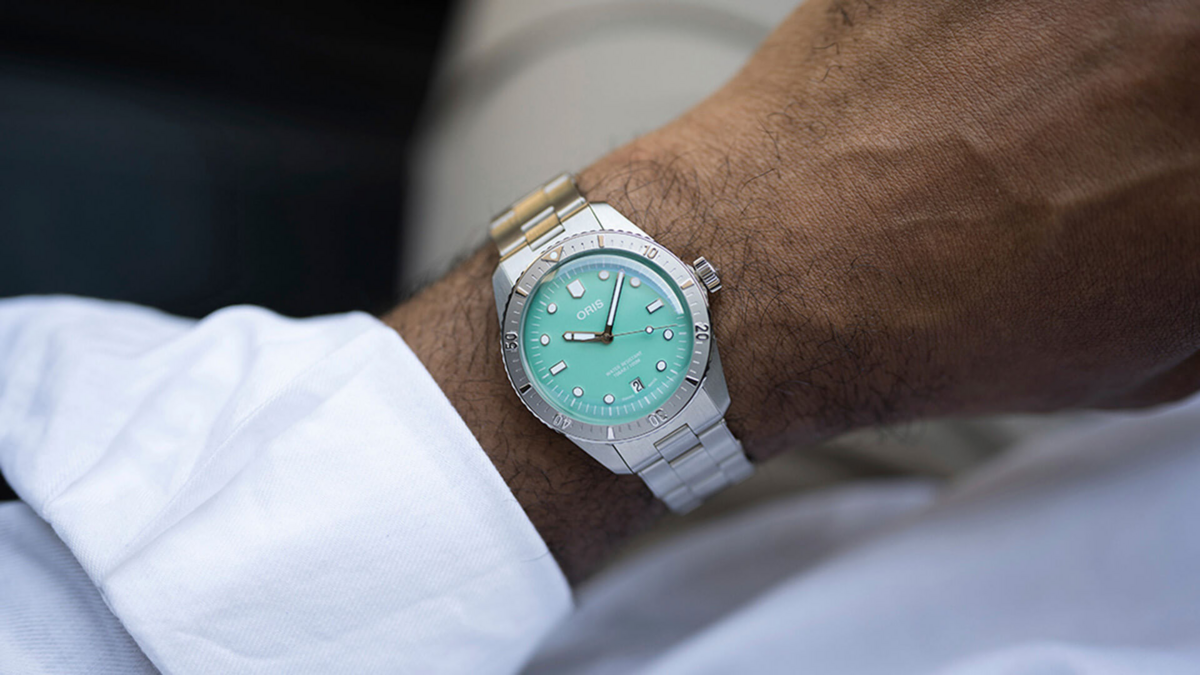 Oris Divers Sixty-Five Cotton Candy Green Dial Stainless Steel Unisex Watch