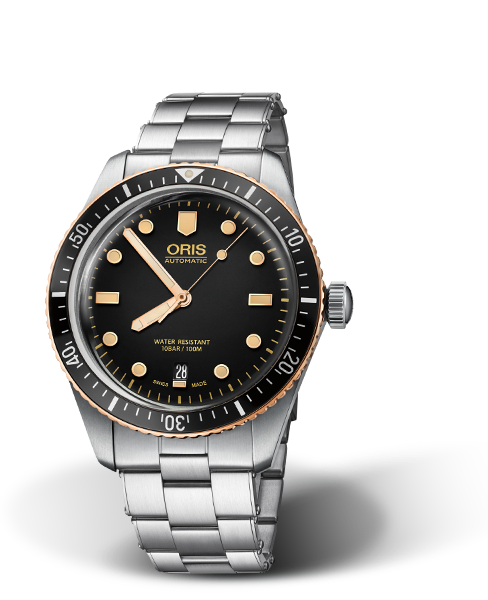 Oris Divers Sixty-Five Black Dial Stainless Steel & Bronze Mens Watch