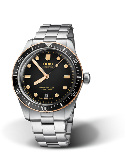 Oris Divers Sixty-Five Black Dial Stainless Steel & Bronze Mens Watch