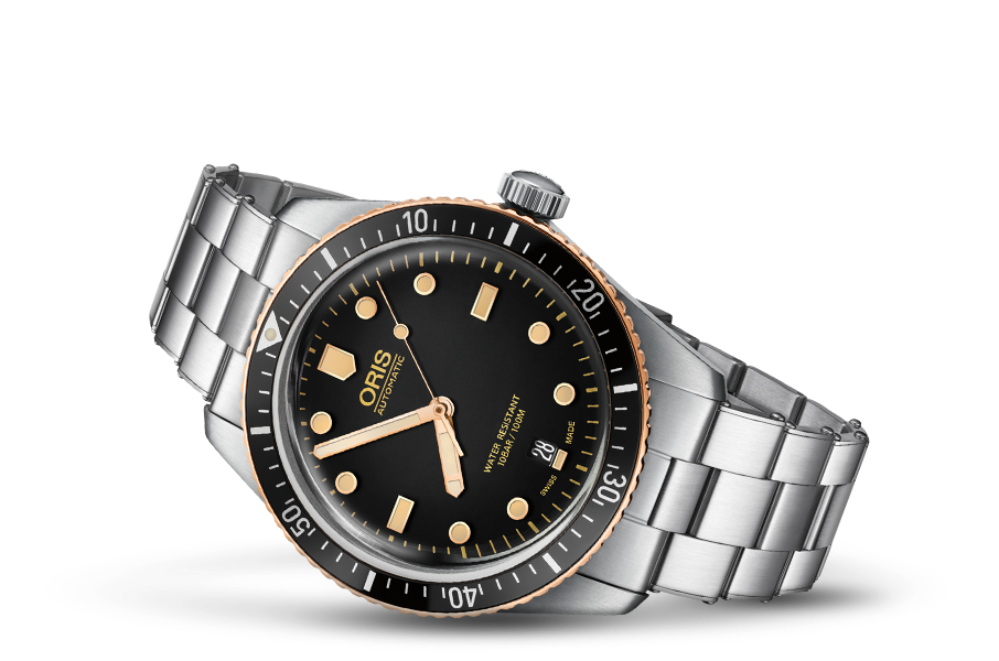 Oris Divers Sixty-Five Black Dial Stainless Steel & Bronze Mens Watch