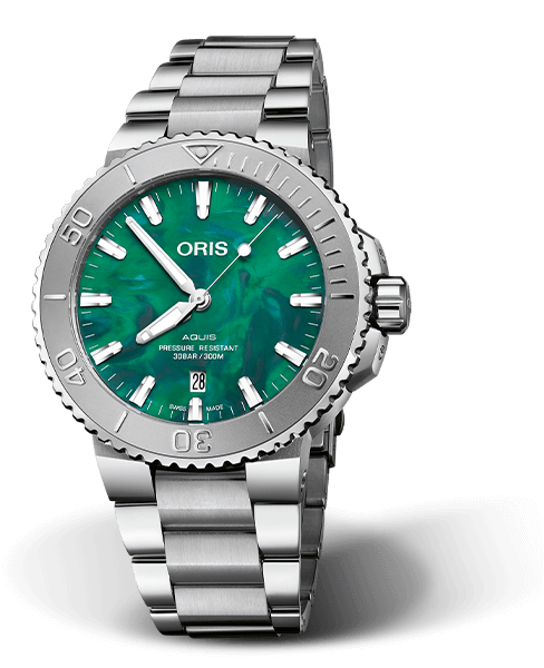 ORIS X BRACENET Aquis Green Dial Stainless Steel Mens Watch